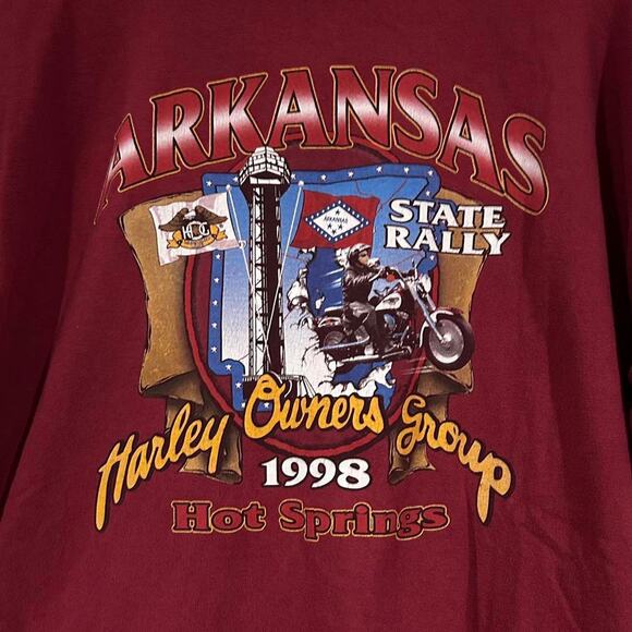 Vintage 1998 Arkansas Harley Owners Group Biker Tee Shirt - Picture 3 of 5